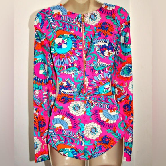 🆕 🏄🏻‍♀️ Kate Spade 🏄🏻‍♀️ Long Sleeve Swimsuit Back Zip Rash Guard. Size S - Picture 5 of 7